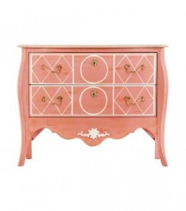 comoda-de-color-rosa-de-dos-cajones-con-tiradores-en-dorado